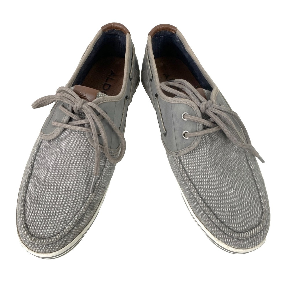 Aldo Loafers Men's 7.5 Gray Canvas Slip On Comfort Flats Boat Shoes 40 Excellent